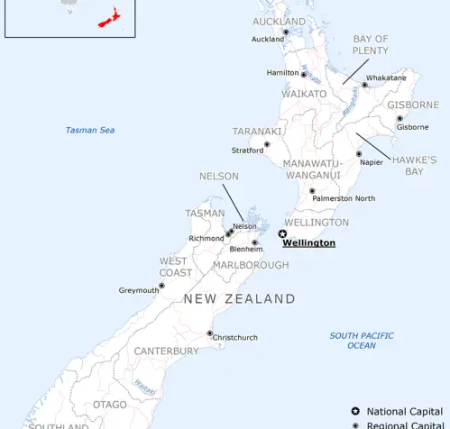Map of New Zealand
