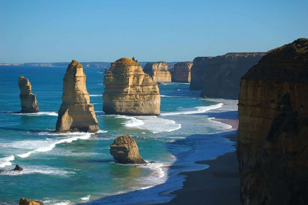 The Twelve Apostles limestone sea stacks on the Great Ocean Road, Victoria, Australia