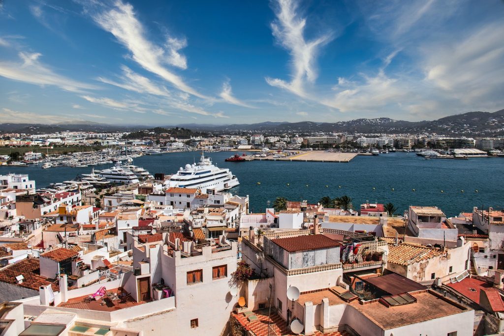 Ibiza Town harbour and marina viewed from the water