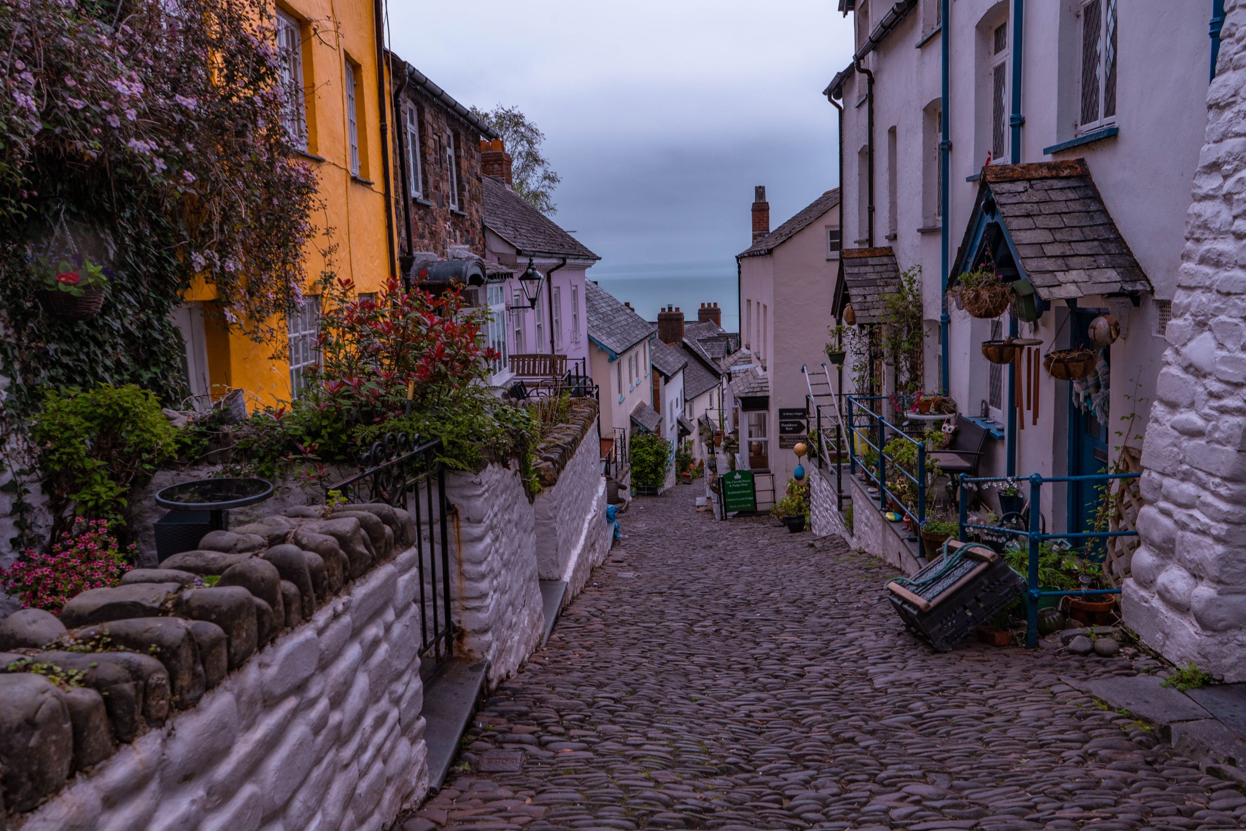 Clovelly, the car-free cobbled fishing village clinging to a cliff, on the North Devon scenic drives