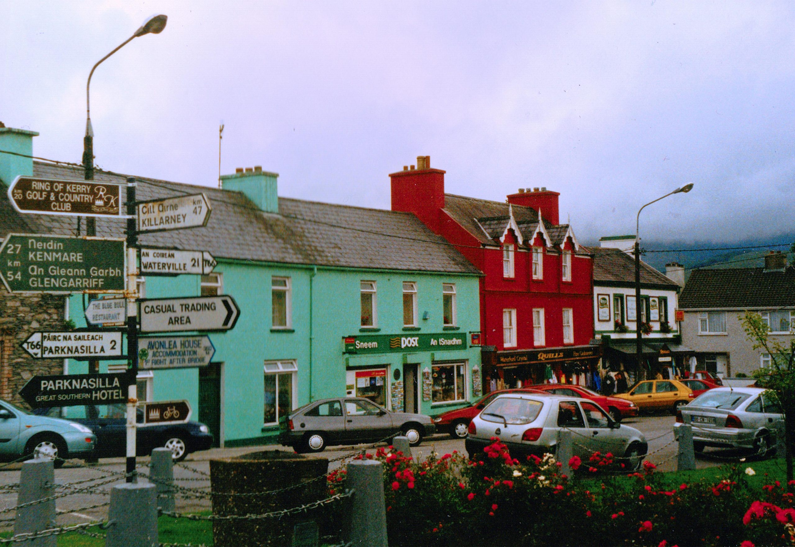 The colourful village of Sneem on the Ring of Kerry drive in County Kerry