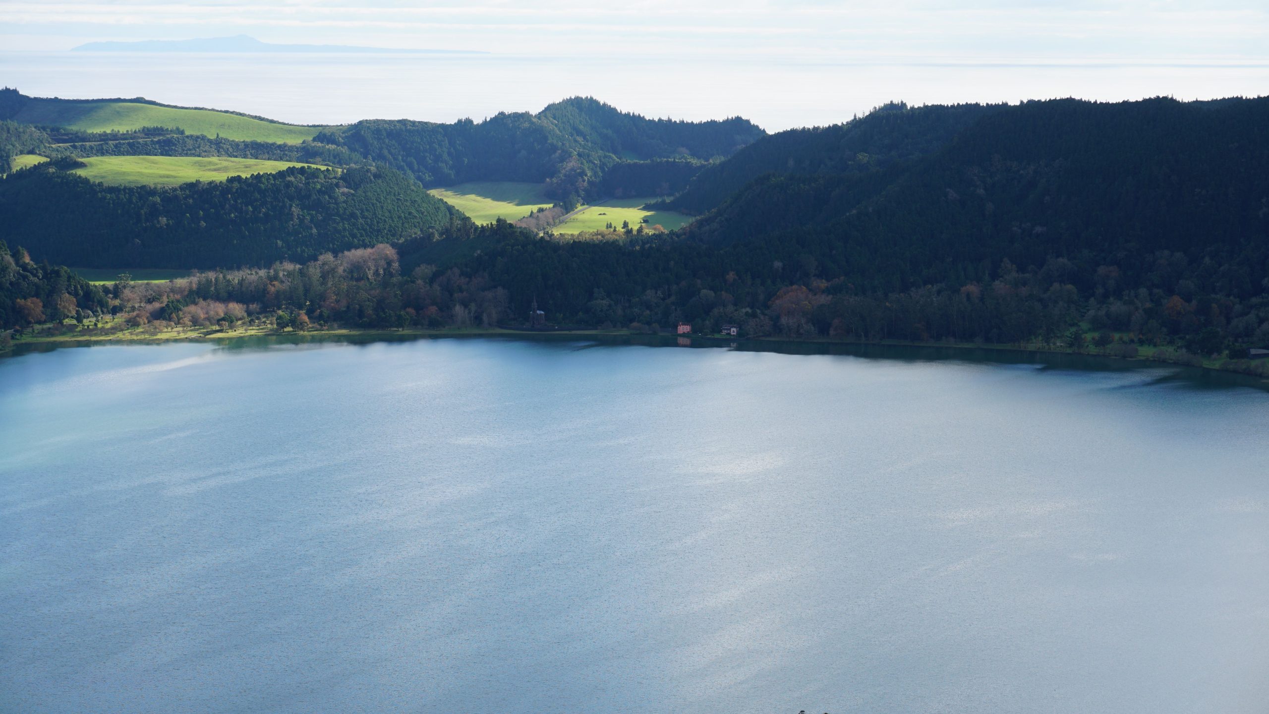 View over Furnas valley and lake from Pico do Ferro, Sao Miguel