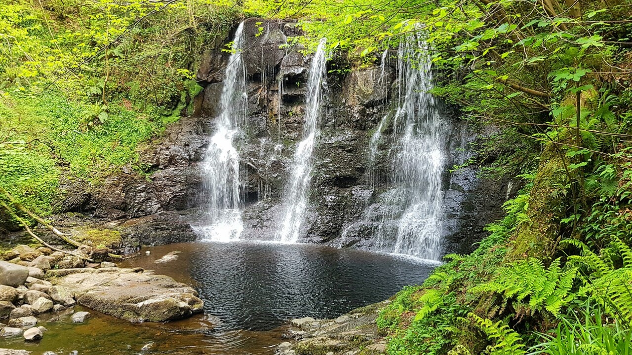 Glenariff waterfall in the Glens of Antrim on the Causeway Coastal Route