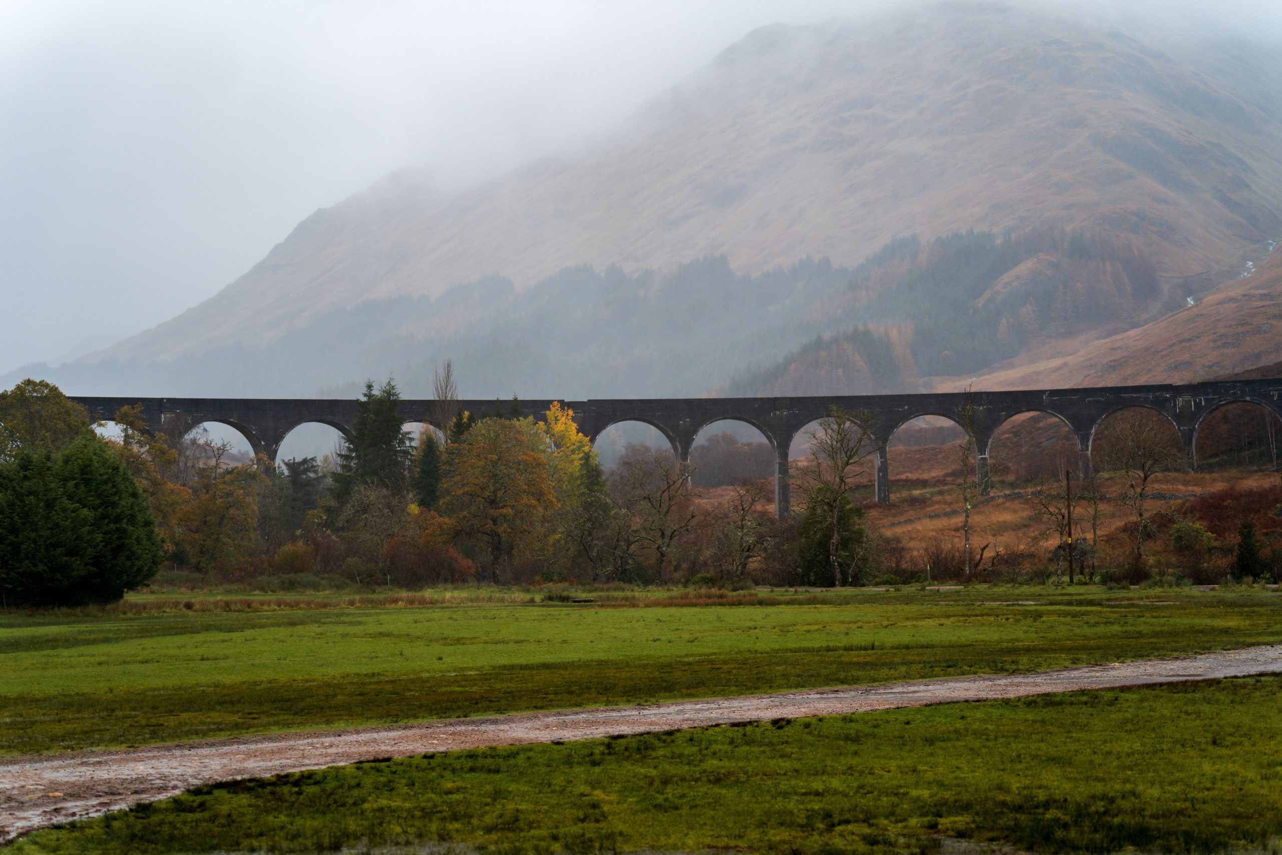 The Glenfinnan Viaduct with the Jacobite Steam Train