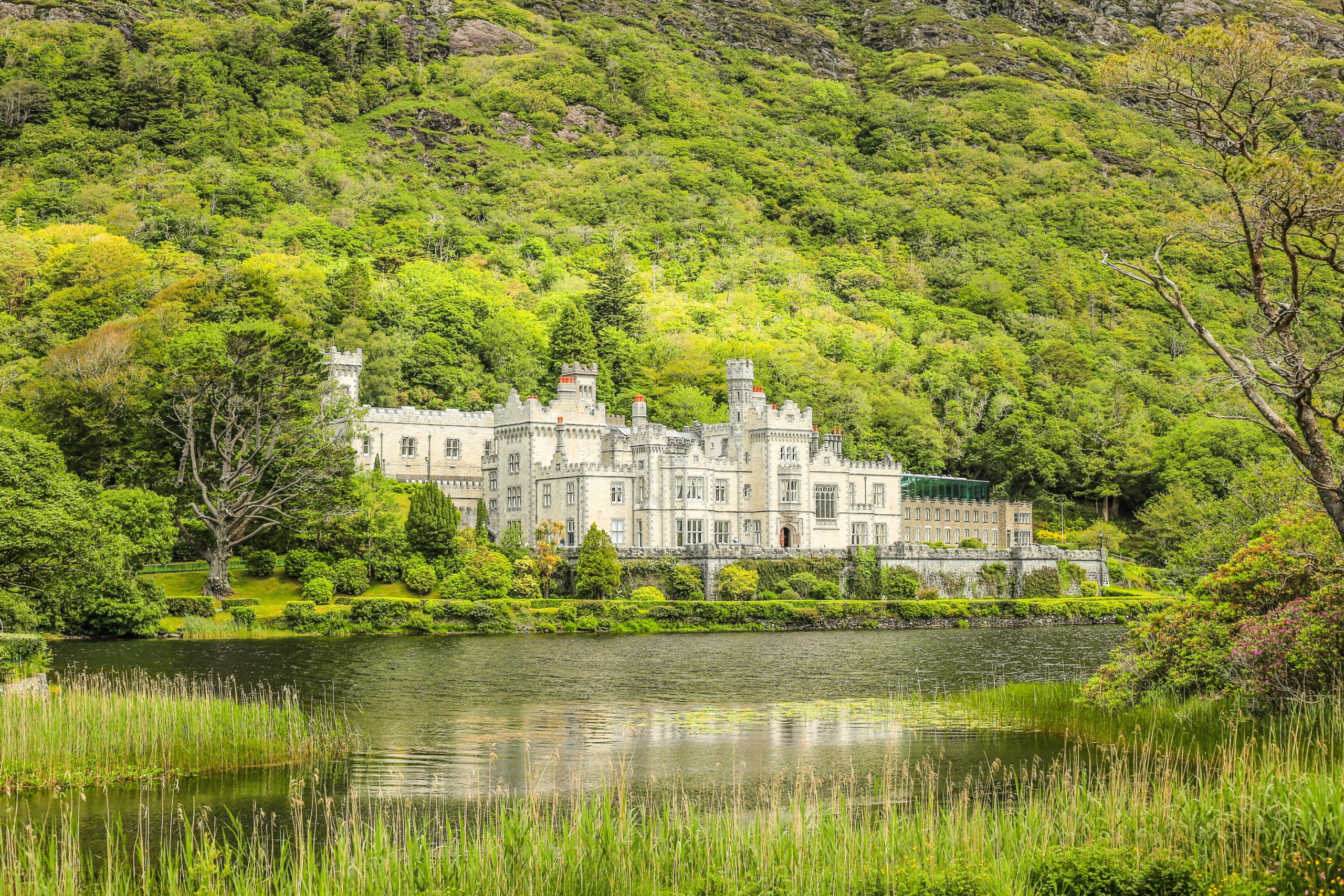Kylemore Abbey reflected in its lake in Connemara