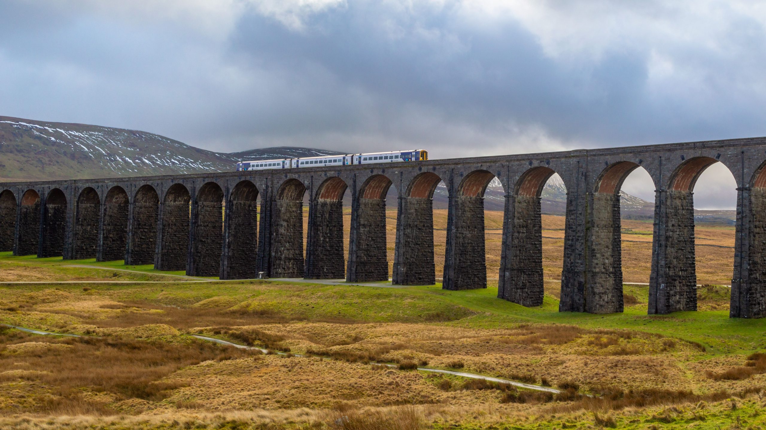 The Ribblehead Viaduct on the B6255, one of the most scenic drives in the Yorkshire Dales