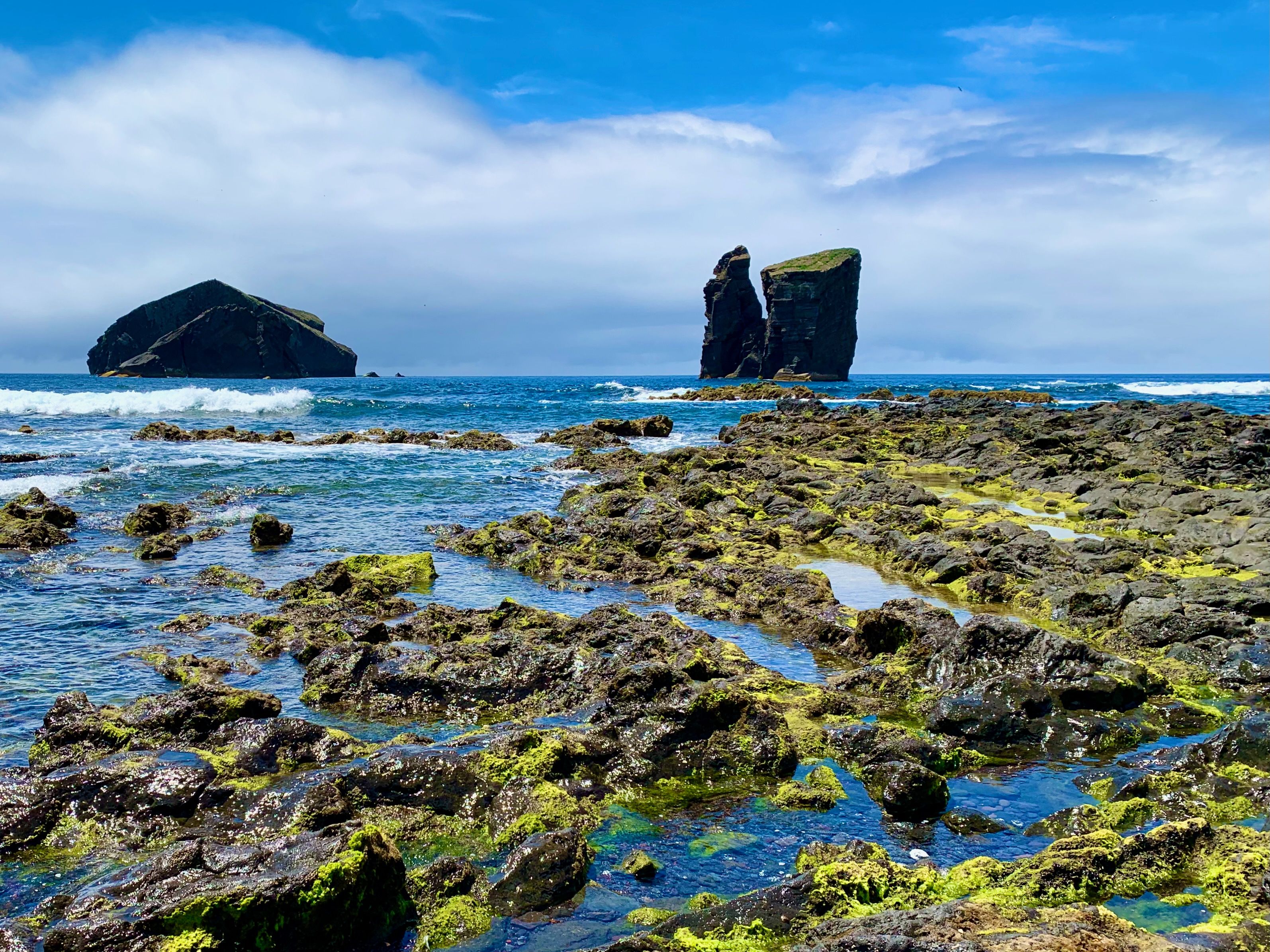 Mosteiros black sand coast and sea stacks on the west of Sao Miguel