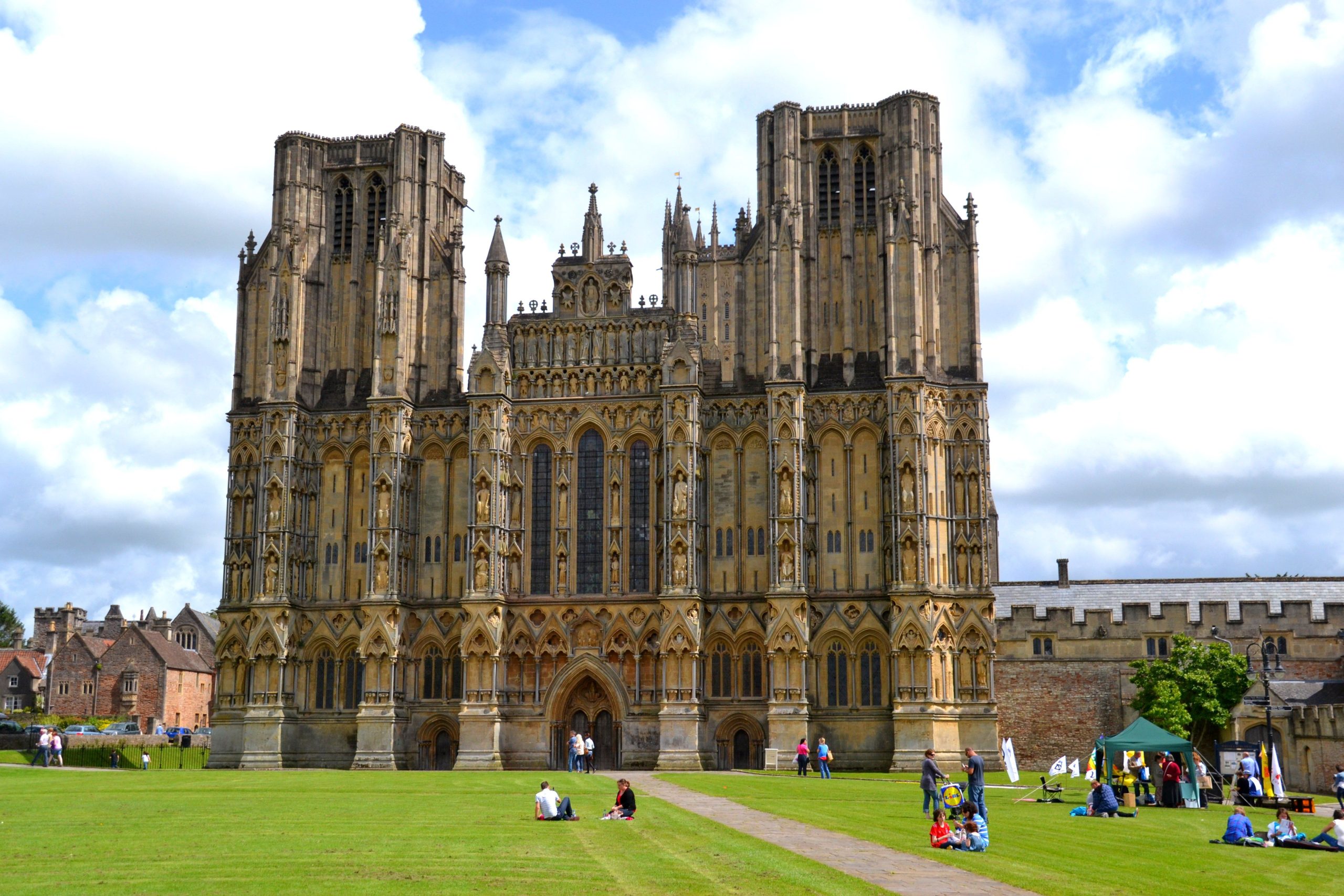 Wells Cathedral in the Mendips, on the Cheddar to Wells scenic drive in Somerset