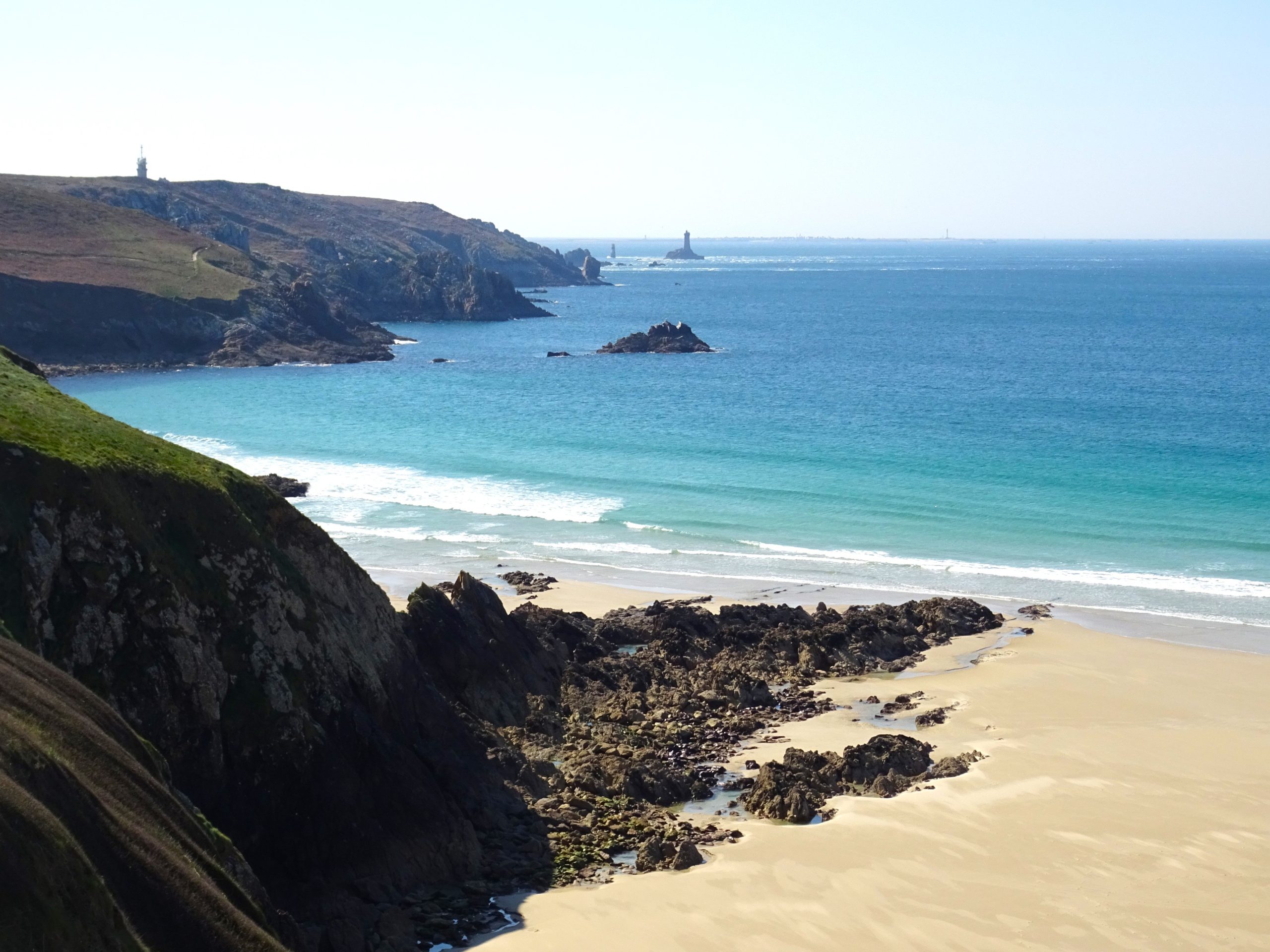 The Baie des Trépassés surf beach on the Pointe du Raz scenic drive, Brittany