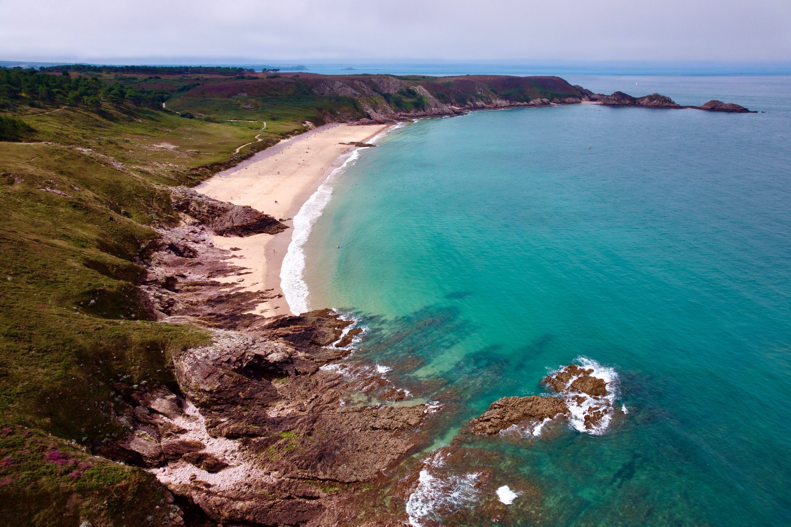 Cliffs and heathland at Cap de la Chèvre on the Crozon Peninsula scenic drive