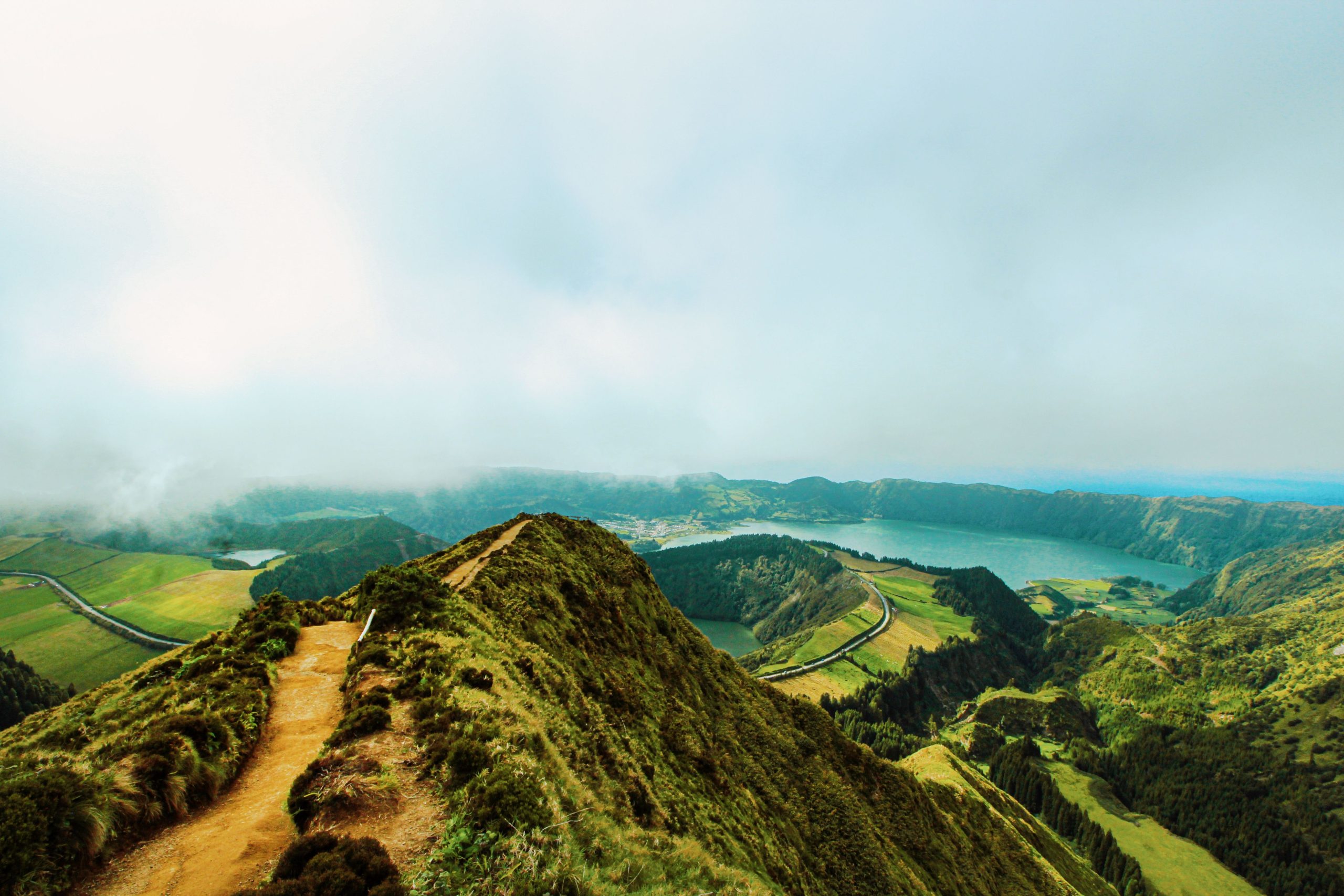 Ponta do Sossego landscaped clifftop viewpoint with flower gardens, Nordeste, Sao Miguel