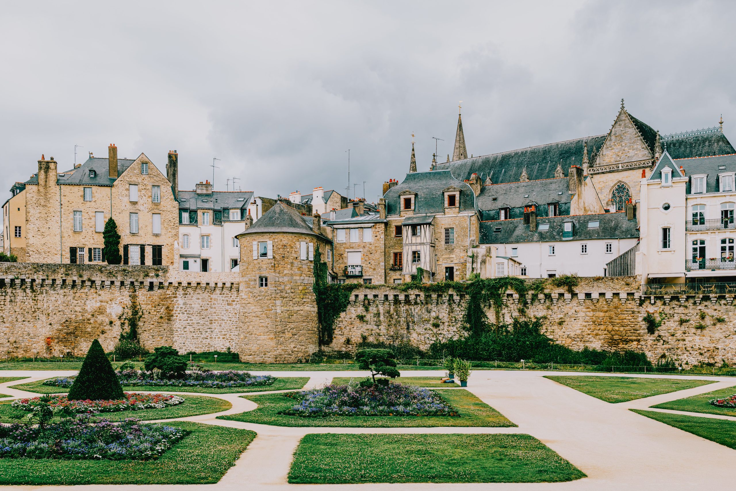 The medieval ramparts and wash-houses of Vannes, the start of the Gulf of Morbihan scenic drive in Brittany
