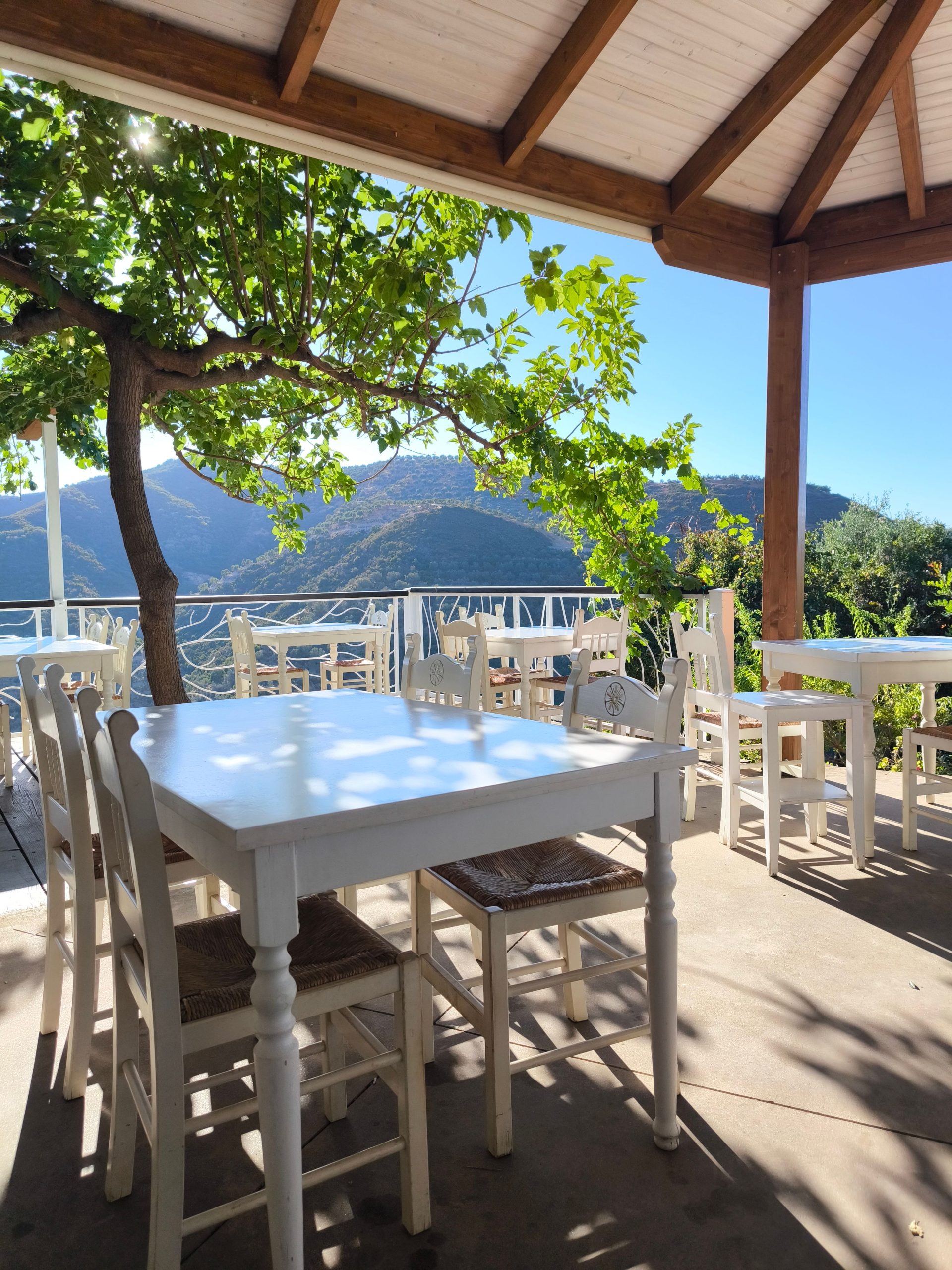 A mountain taverna meal on the Omalos plateau, a highlight of the White Mountains scenic drive