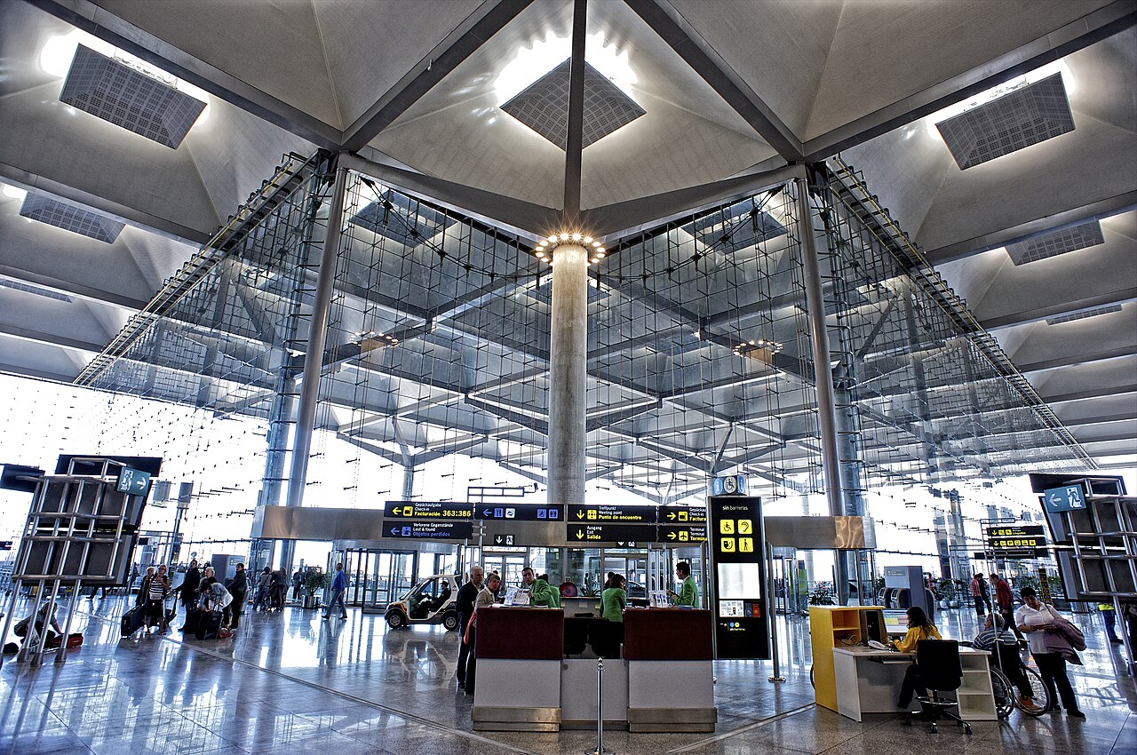Malaga Airport terminal - the starting point for car hire at Malaga Airport and an autumn Andalusia road trip
