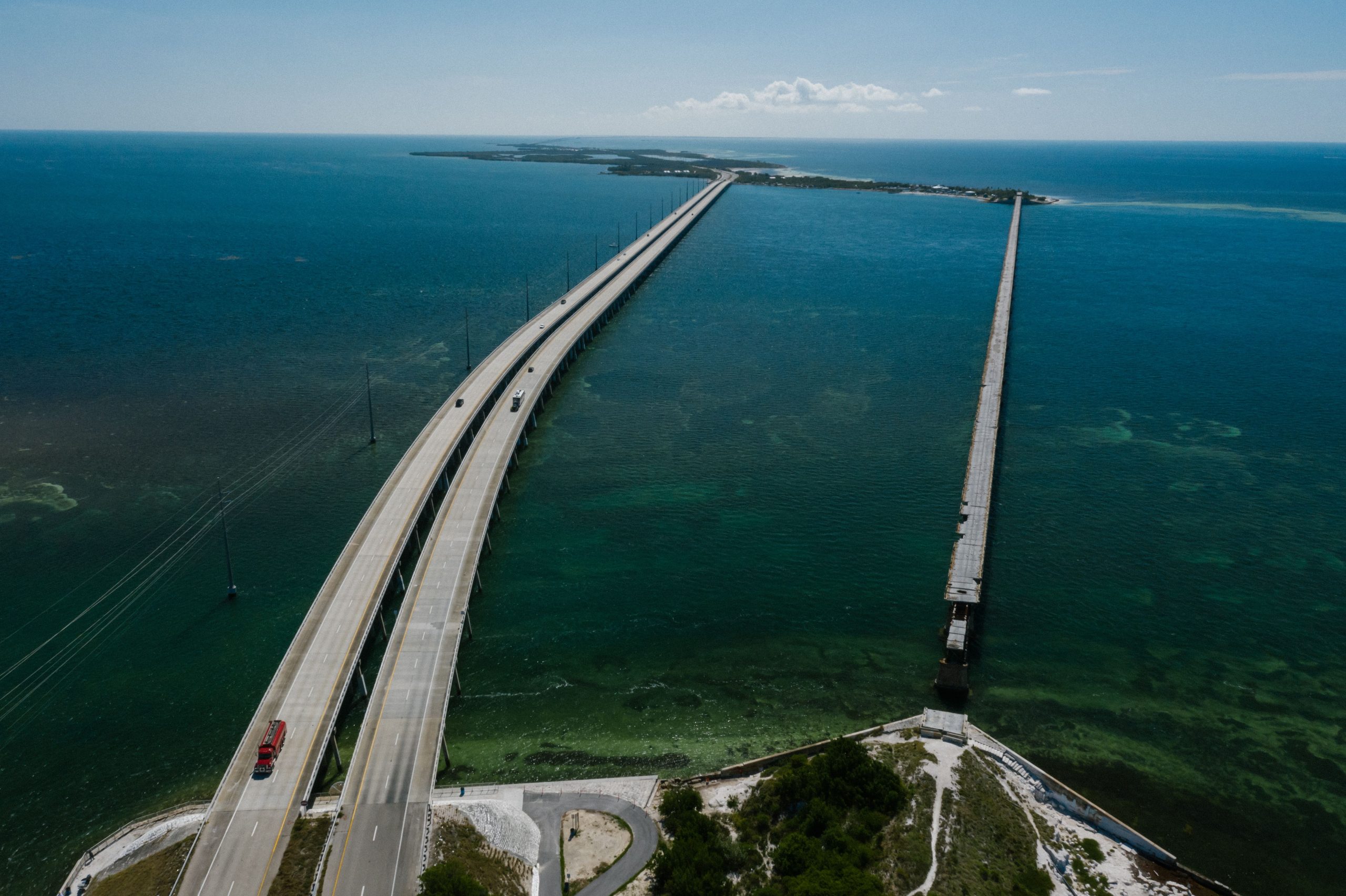 The Seven Mile Bridge on the Overseas Highway, the iconic centrepiece of a car hire in Miami Downtown to Key West road trip