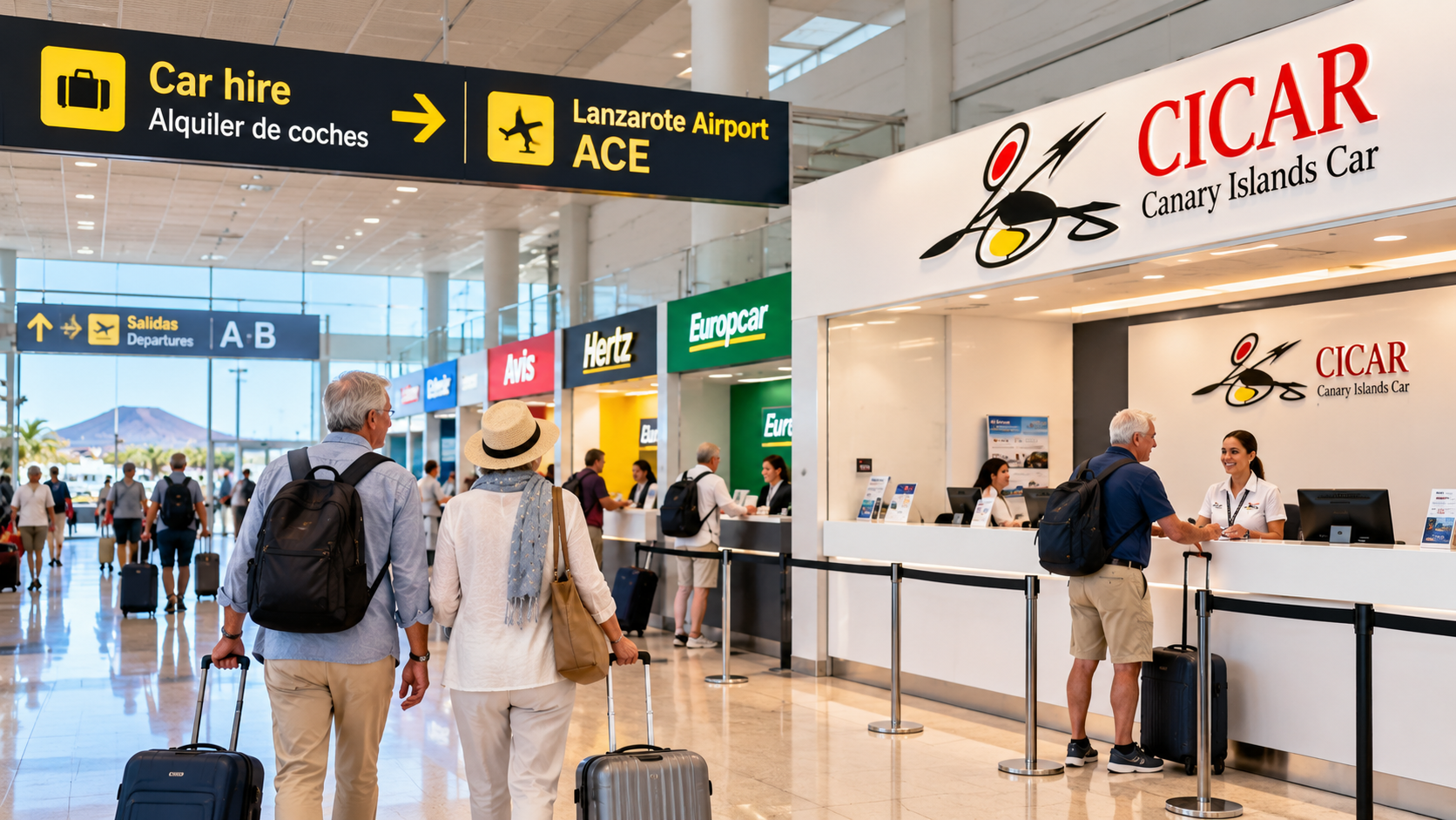 Car hire in Lanzarote for over 70s: supplier desks at Lanzarote Airport ACE