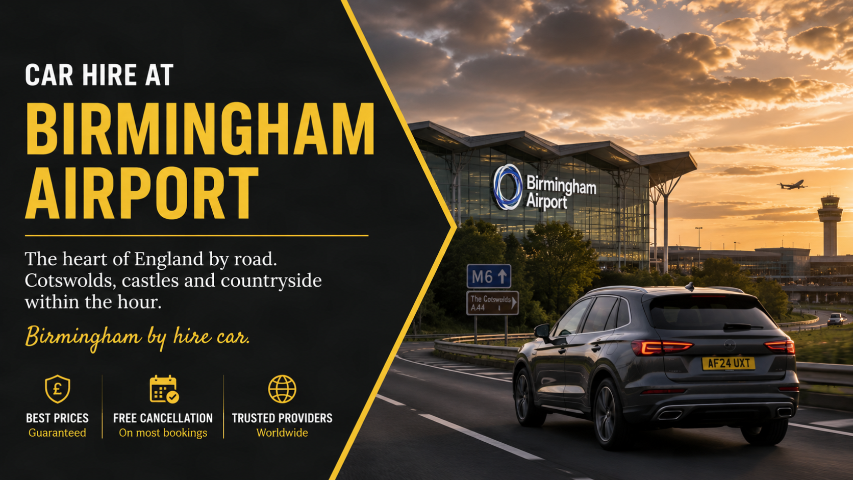 Car hire at Birmingham Airport, your gateway to the Cotswolds, Stratford-upon-Avon and the heart of England