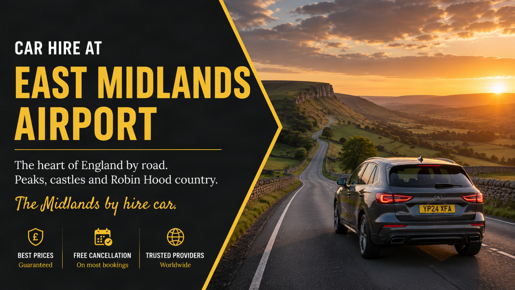 Car hire at East Midlands Airport, your gateway to the Peak District, Nottingham and the heart of England