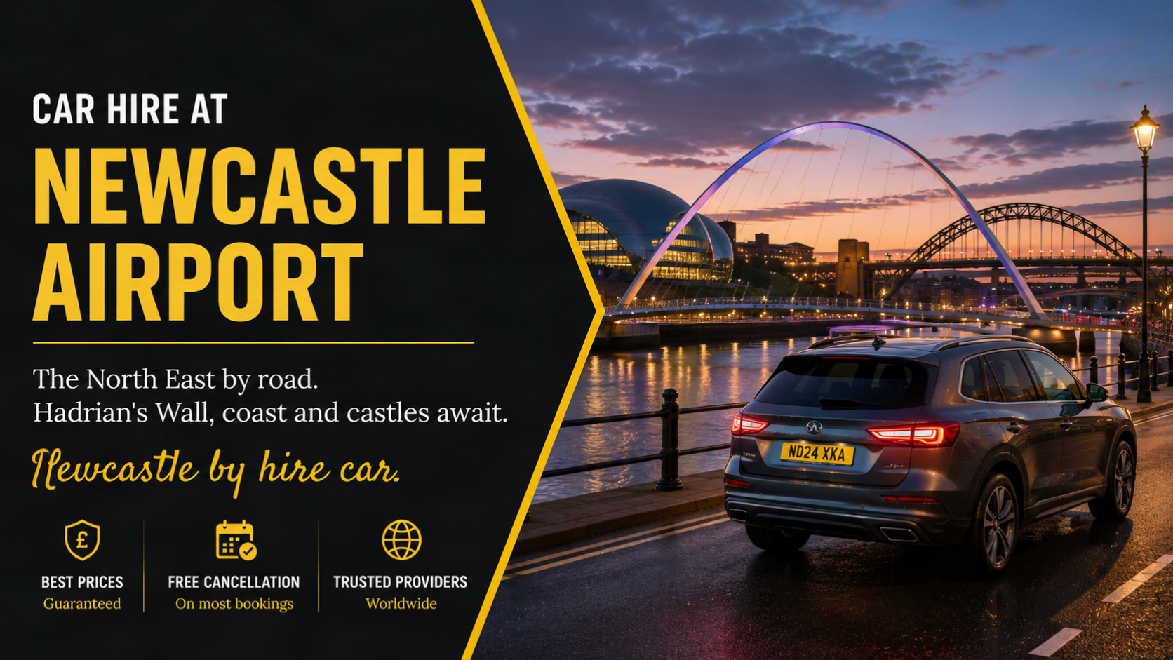 Car hire at Newcastle Airport, your gateway to Hadrian's Wall, Northumberland and the North East